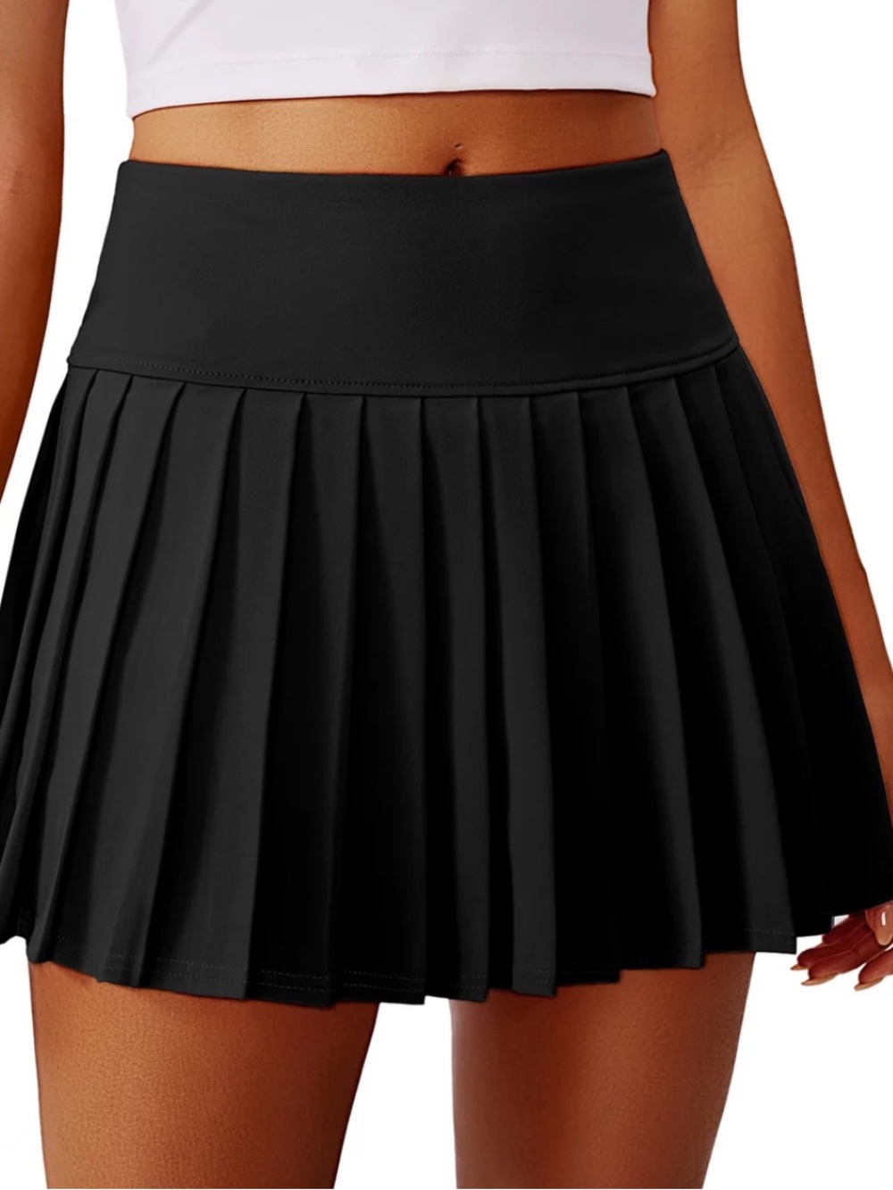 PINSPARK Black Pleated Tennis Skirt with built-in Shorts XL 🎁💗